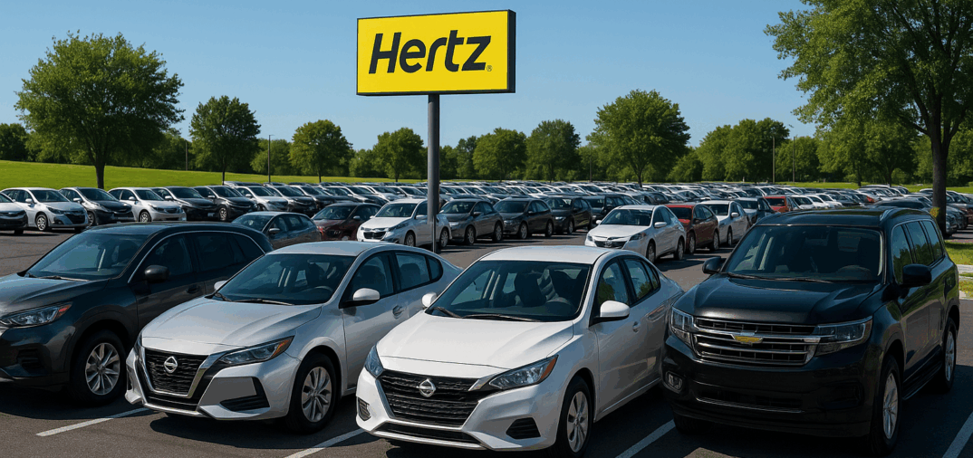 parking avec des voitures de location hertz