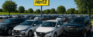 parking avec des voitures de location hertz