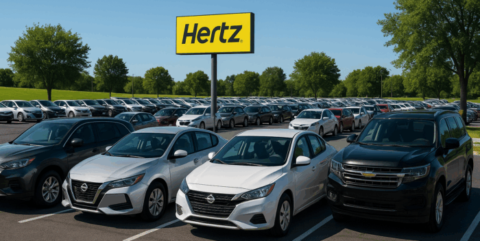 parking avec des voitures de location hertz